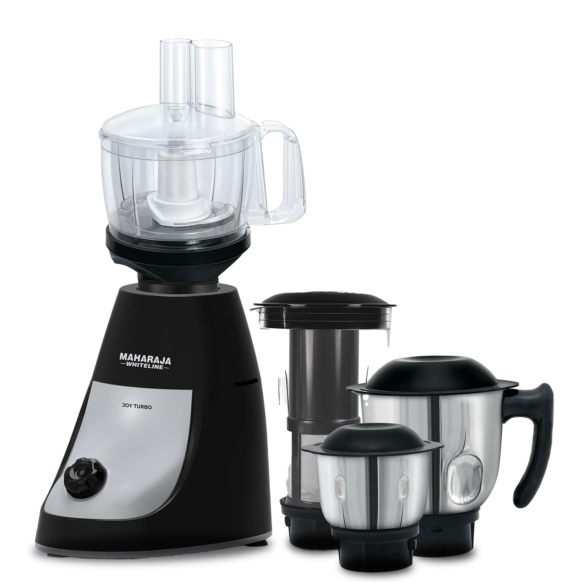 Maharaja Whiteline Joy Turbo Mixer Grinder | 800 W & 20,000 RPM Motor | Stainless steel Blades | Cooling Operation | 4 Jars, 7 Blades- Knead, Chop, Whisk, Slice & Shred | 4.9 Kg | Black & Grey-image-16