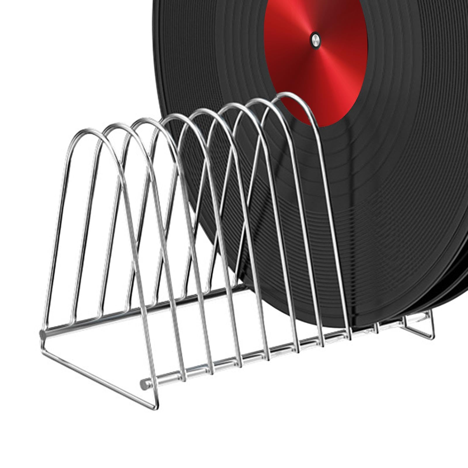 Organizador de vinilos de metal y soporte triangular para libros de salón