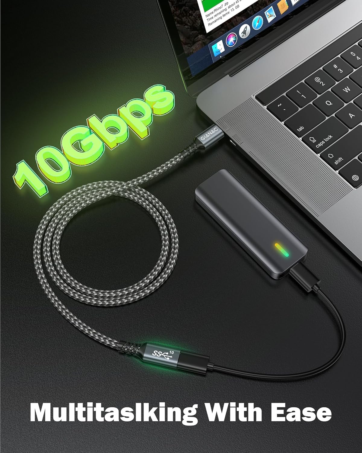 GIANAC Cavo di Prolunga USB C 100W 0.5M,3.2 Gen2 4K@60Hz Cavo Type C Maschio a Femmina 10Gbps Cavo Prolunga Tipo C Compatibile per iPhone 15 Pro Max, MacBook Pro/Air XPS 15 Galaxy S23 S22