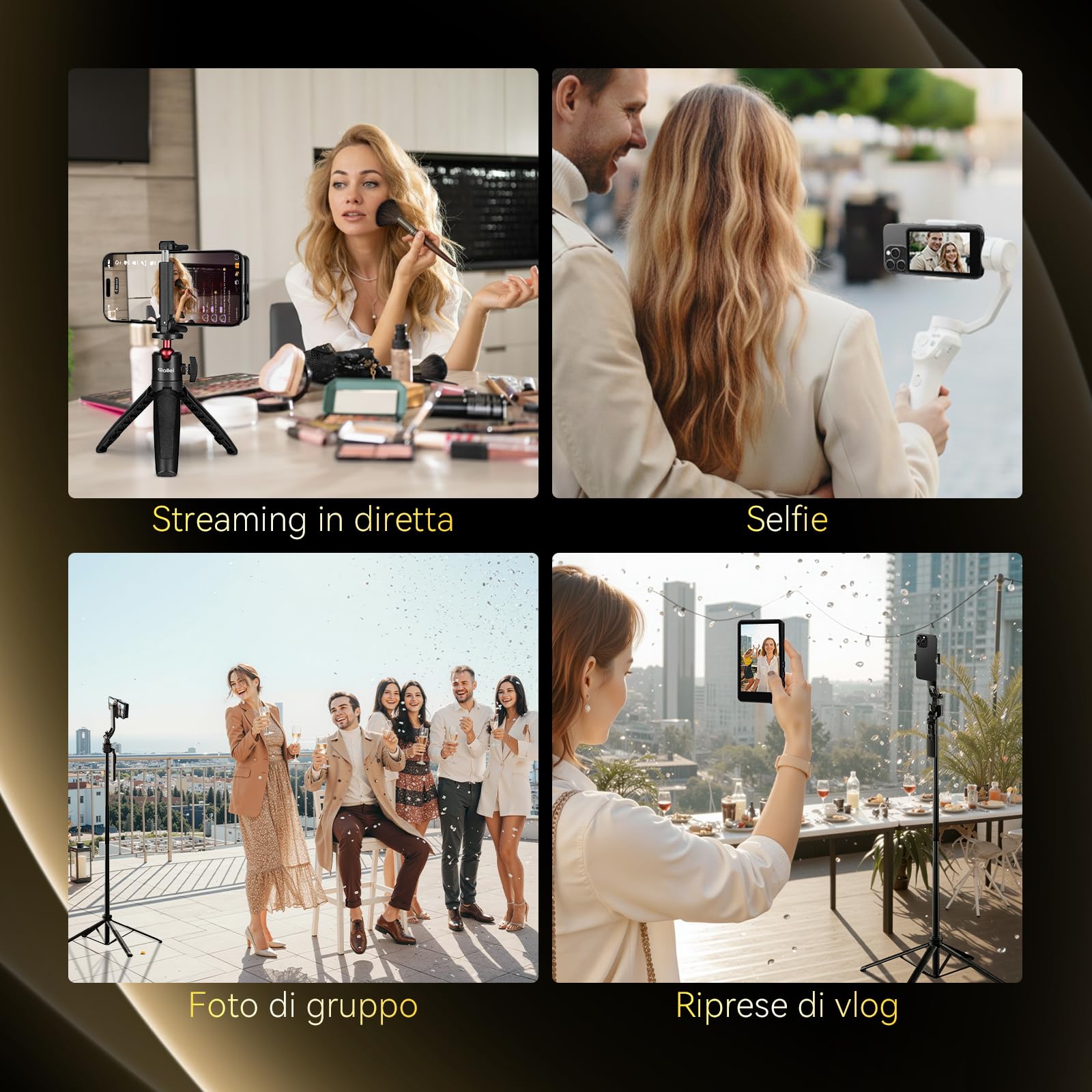Selfie Monitor Schermo per Telefono, Rollei Easy Creator Selfie Monitor 3,97" per Fotocamera Posteriore Compatibile con iPhone e Android per TikTok Live Streaming Magnetico-Telefono-Fotocamera-Schermo