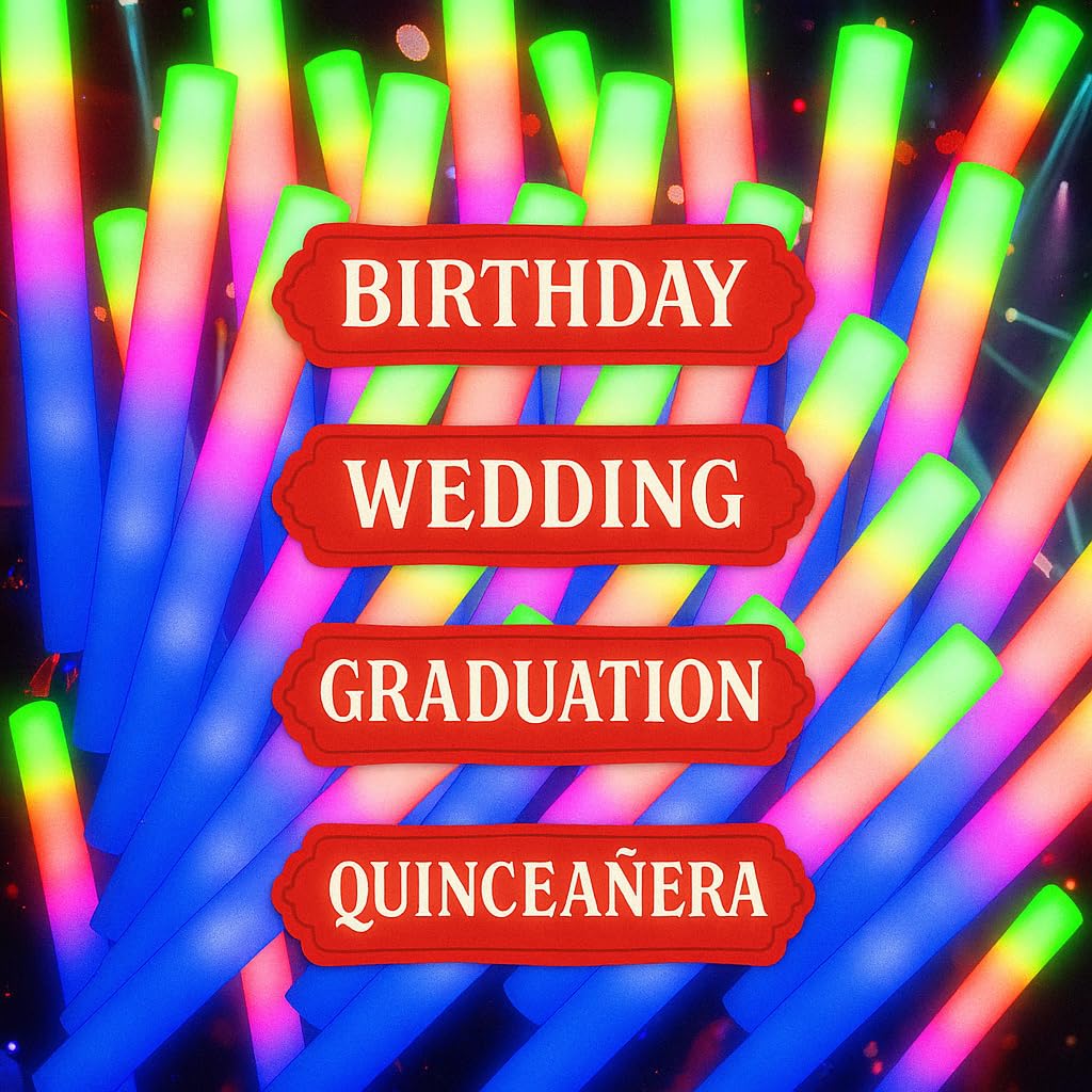 Paquete de 120 barras de luz LED personalizadas para cualquier ocasión, varillas brillantes para bodas, cumpleaños, accesorios de pista de baile, 3 modos de varitas brillantes