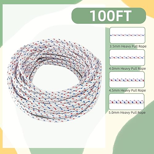 Miniatura 3 de Cuerda de arranque de retroceso de alta resistencia, 0.157 in × 100 pies, cable de tracción resistente para Briggs & Stratton, Honda, generador,