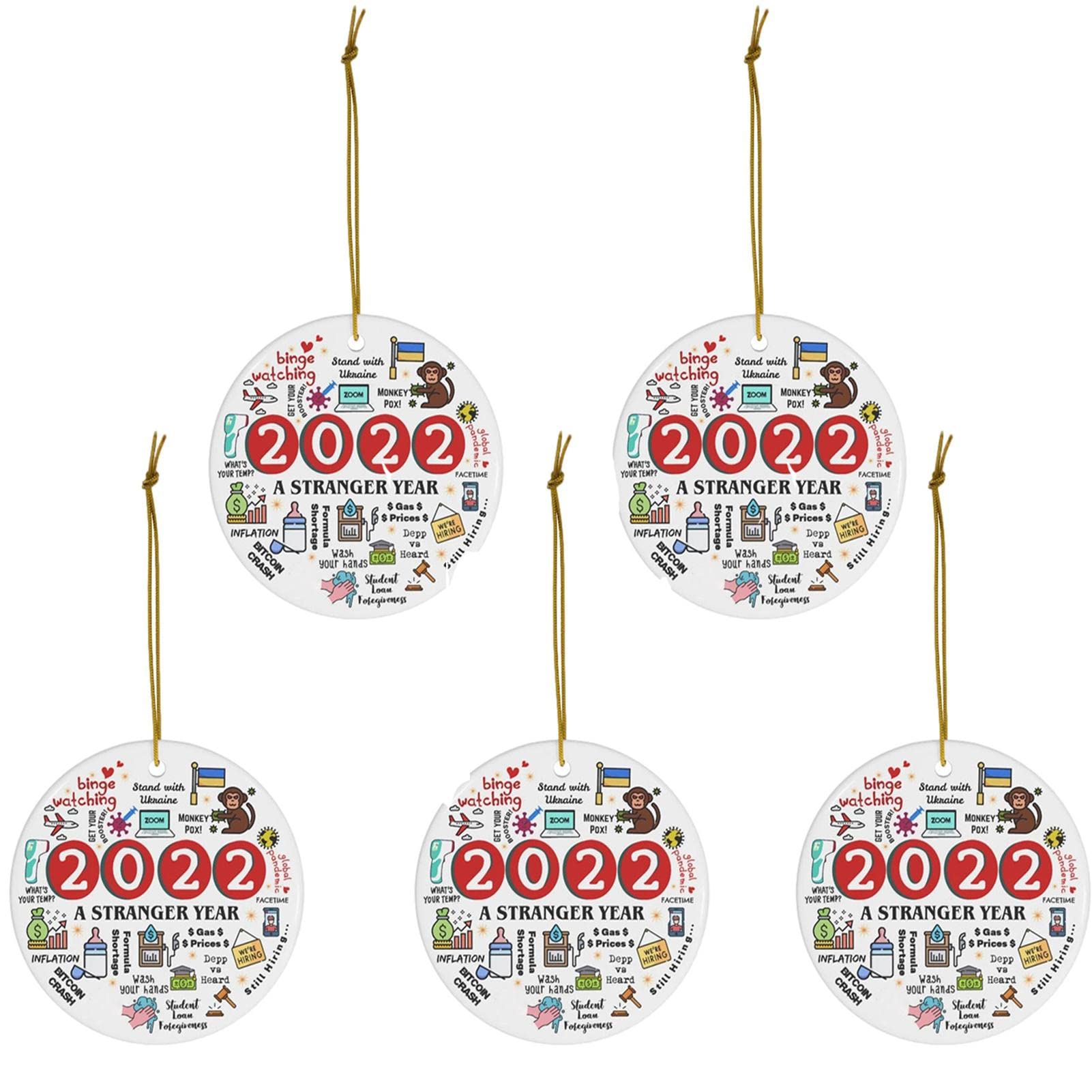 Shareed 5 Pcs 2022 Annual Event Christmas Ornament - Trending Social Commemorative Events Ornaments - Keepsake Round Acrylic Presents, Funny Christmas Tree Hanging Ornament A Year To Remember 2022