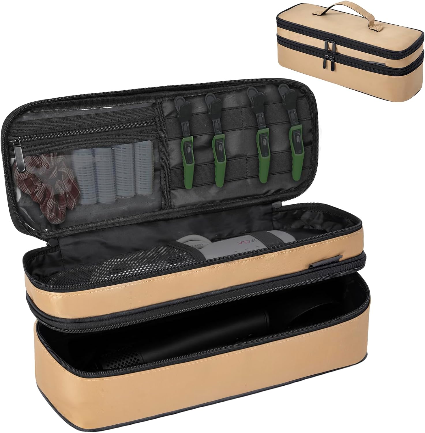 Double Layer Travel Carrying Case Compatible with Shark Flexstyle, Storage Case for Revlon One-Step Hair Dryer and Volumizer Hot Air Brush Portable Organizer Bag for Dyson Airwrap Styler Double Layer Travel Carrying Case Compatible with Shark Flexstyle, Storage Case for Revlon One-Step Hair Dryer and Volumizer Hot Air Brush Portable Organizer Bag for Dyson Airwrap Styler