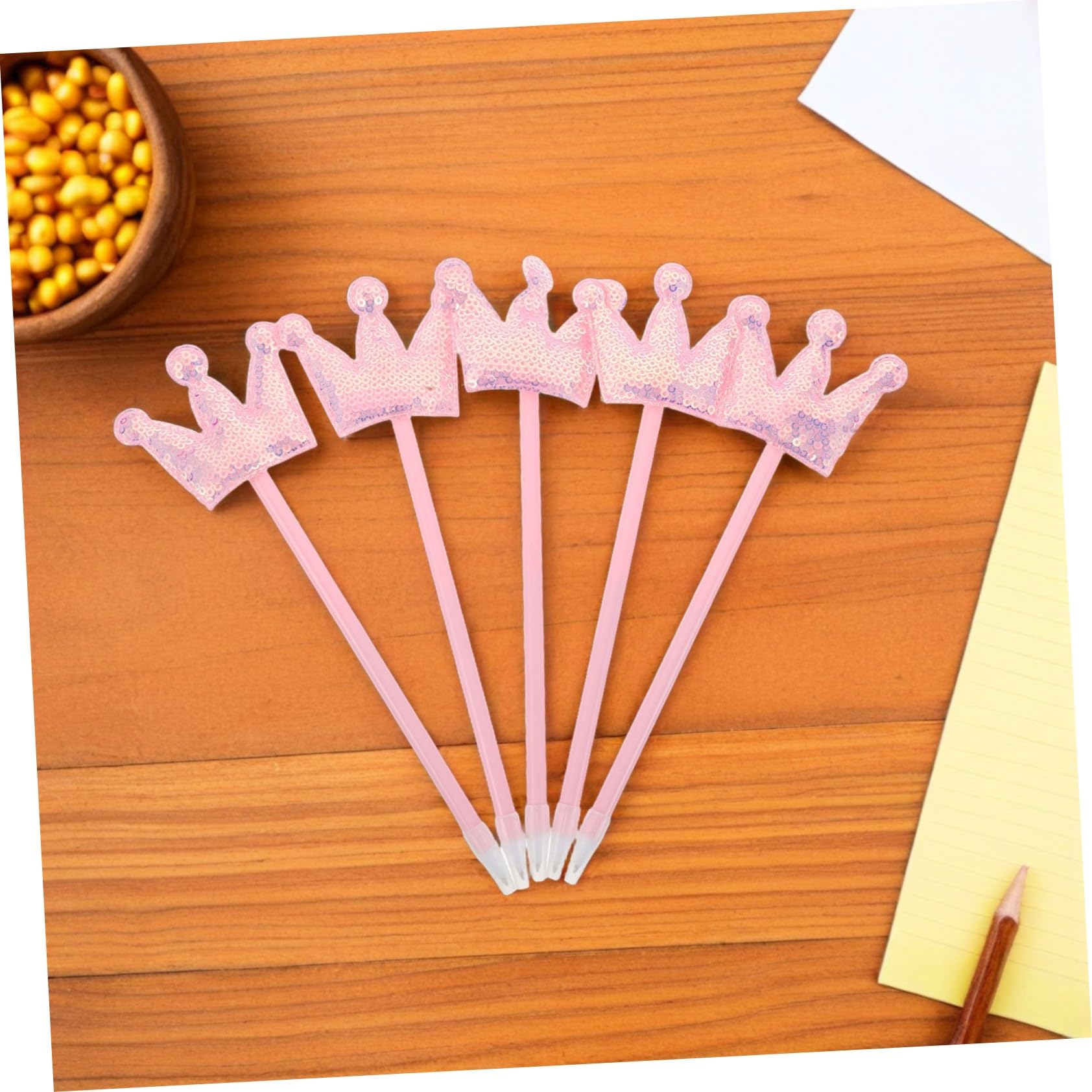 5pièces Stylos à Bille Mignons à Motifs de Couronne Roses pour Femmes et Filles pour Bureau Fête de Sorcières Cadeaux Invités