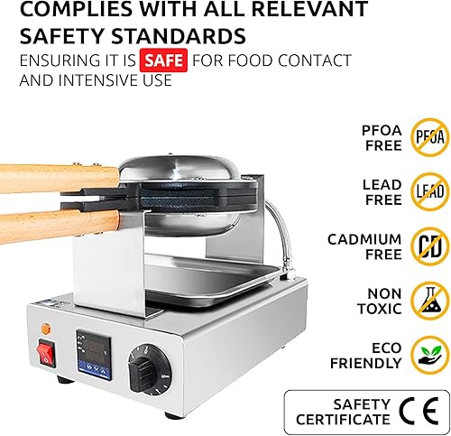Miniatura 6 de ALDKitchen Máquina para hacer gofres de burbujas | Plancha comercial de acero inoxidable con termostato digital mejorado | 110 V (AP-124)