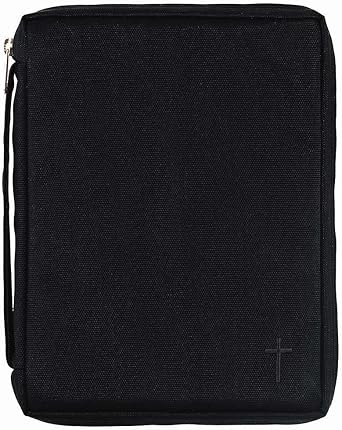 Black Cross Reinforced Polyester Bible Cover Case with Handle