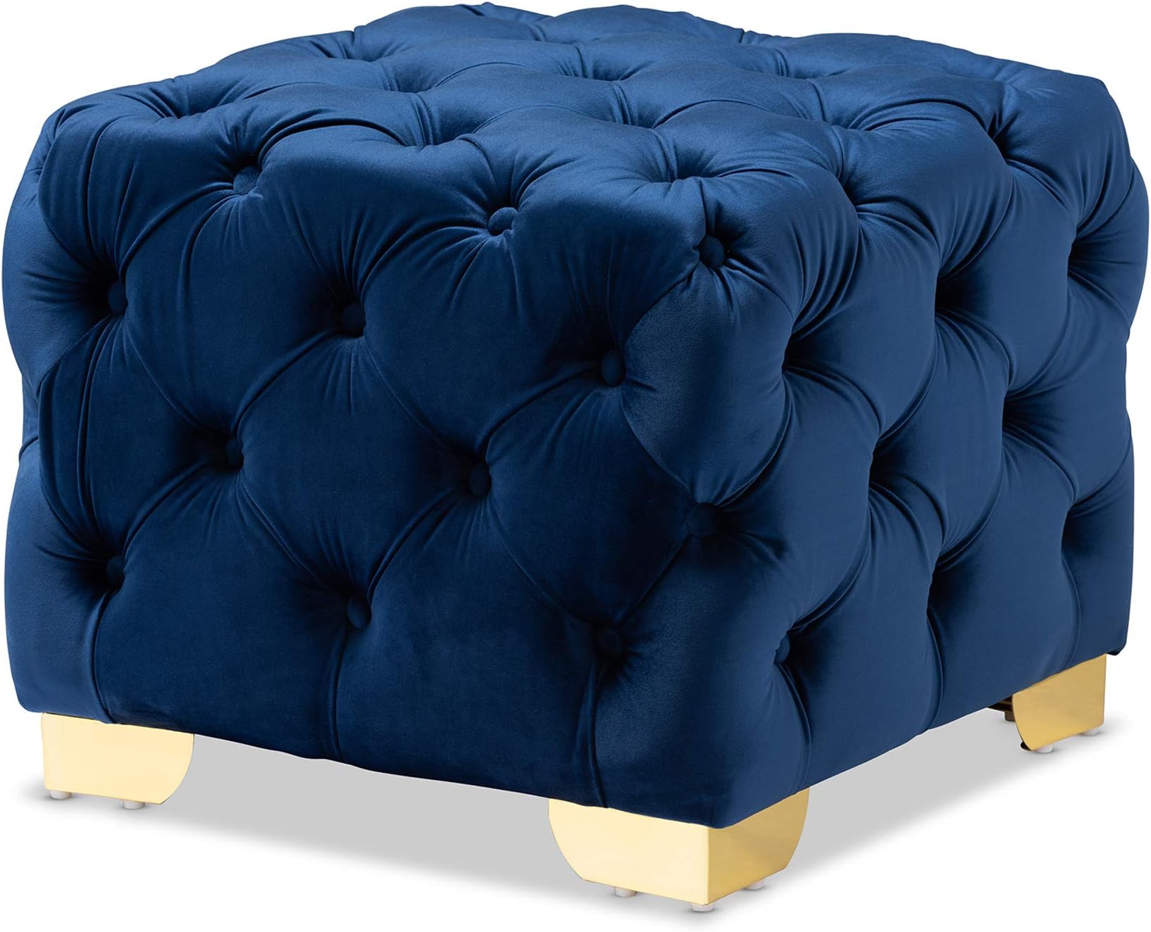 Baxton Studio153-9371-AMZ Ottomans, One Size, Royal Blue/Gold