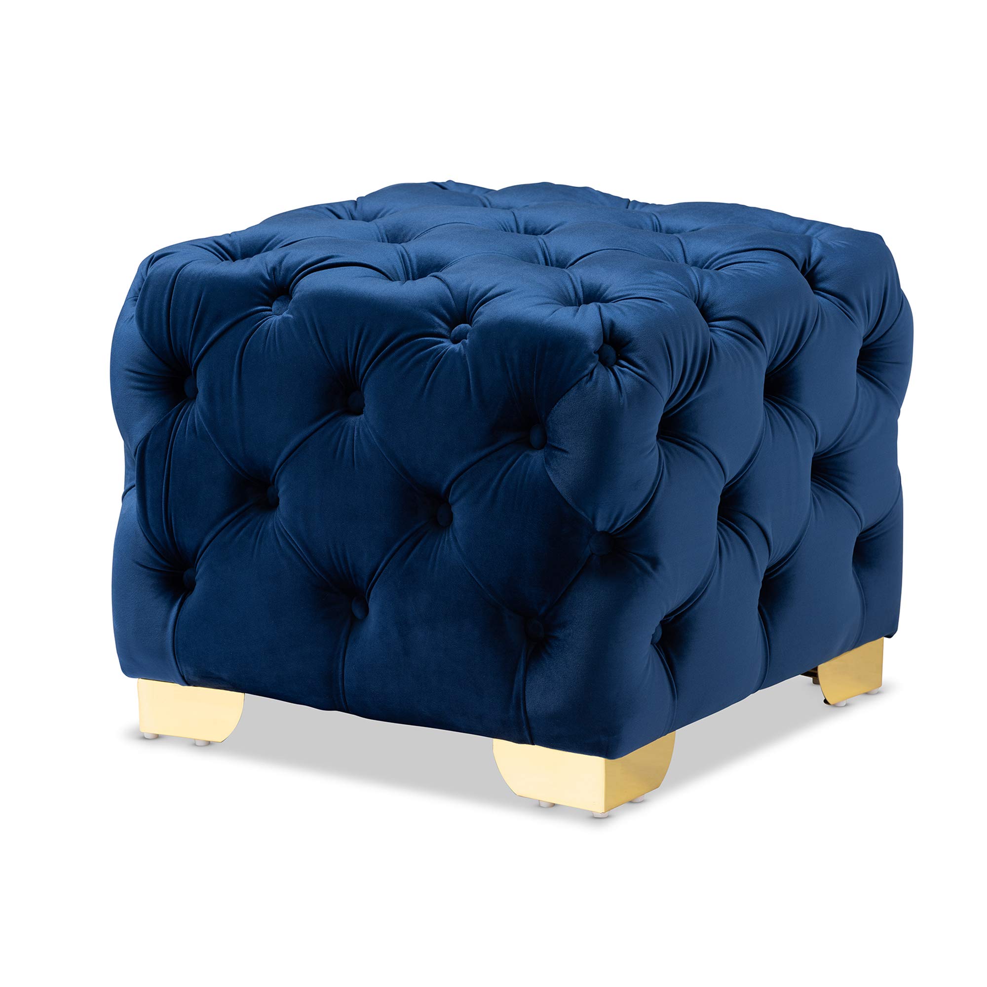 Baxton Studio153-9371-AMZ Ottomans, One Size, Royal Blue/Gold