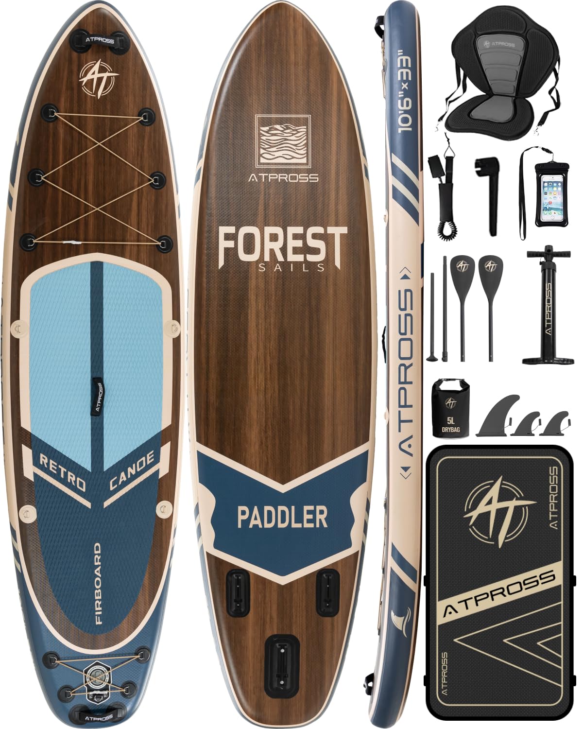 10'6''x33''Inflatable Stand Up Paddle Board, 400lbs Extra Wide Stand Up Paddleboard with Kayak Seat, Anti-Slip EVA Deck Premium SUP Accessories Kit, Non-Slip Stable Deck Boat
