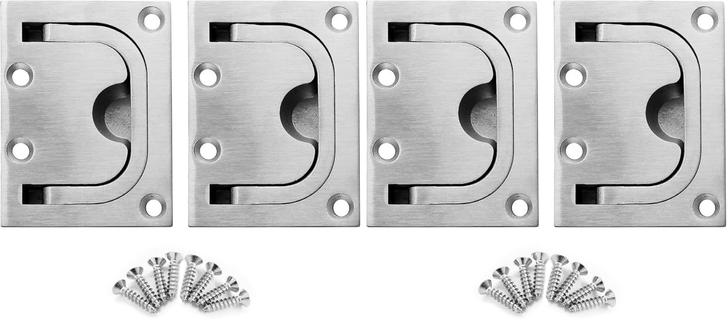 2Pcs Marine Boat Ring Hatch Pull Handle, Flush Mount Cabinet Pulls Recessed Trap Door Handle 316 Stainless Steel Hidden Furniture Pull for Deck Drawer(Big Size) (Pack of 2)