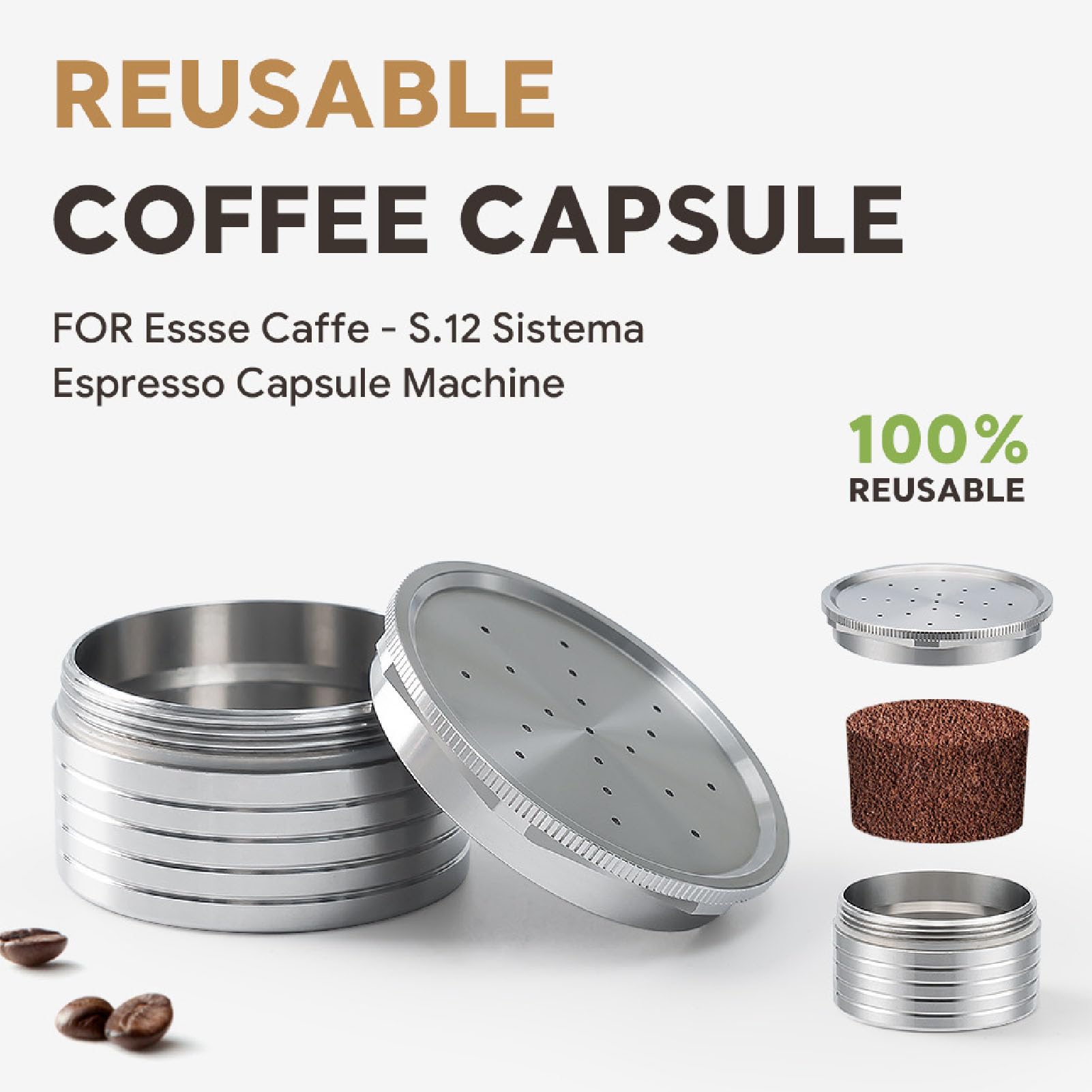 Cápsula de café Reutilizable de Acero Inoxidable, Cápsulas Recargables Ecológicas para café Personalizado, Limpieza Cómoda con Buen Gusto