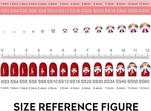 Miniatura 5 de 3456 piezas de imitación de gemas y diamante con el respaldo plano para adornar uñas tamaño 6 ss4  ss12.