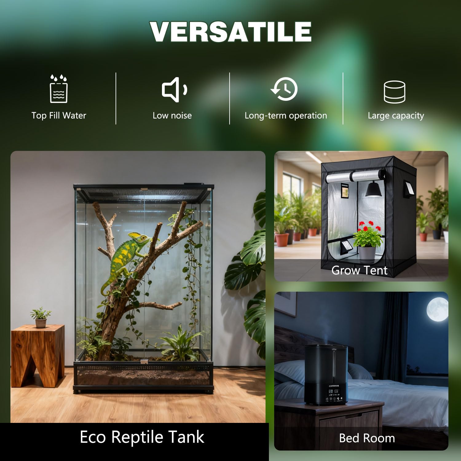 Tararium Umidificatore automatico per terrario con timer e sensore di umidità - Umidificatore automatico per serpenti, camaleonti, tartarughe - Nebbia ultrasonica silenziosa - 5 litri