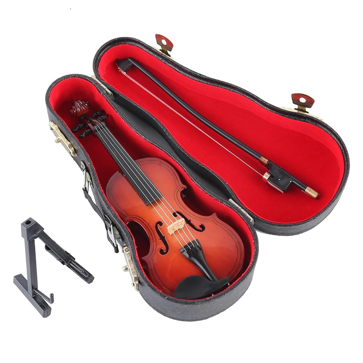 Miniature Violin Tiny Musical Instrument Models,Tiny Playable Violin: Worlds Smallest Violin With Sound Sob Story,Playable Tiny Violin Figurine with Bow Stand Support,Dollhouse Accessory,Gifts (10cm)