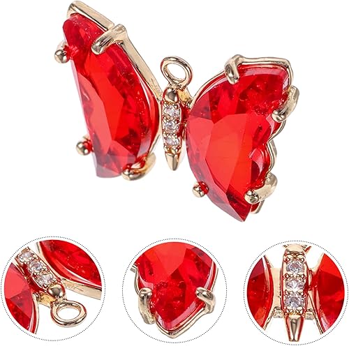 Miniatura 3 de EXCEART 10 cuentas colgantes para joyas, pulseras, pulseras, aretes, collares, colgantes de teléfono, clip de cristal, manualidades, mariposa,