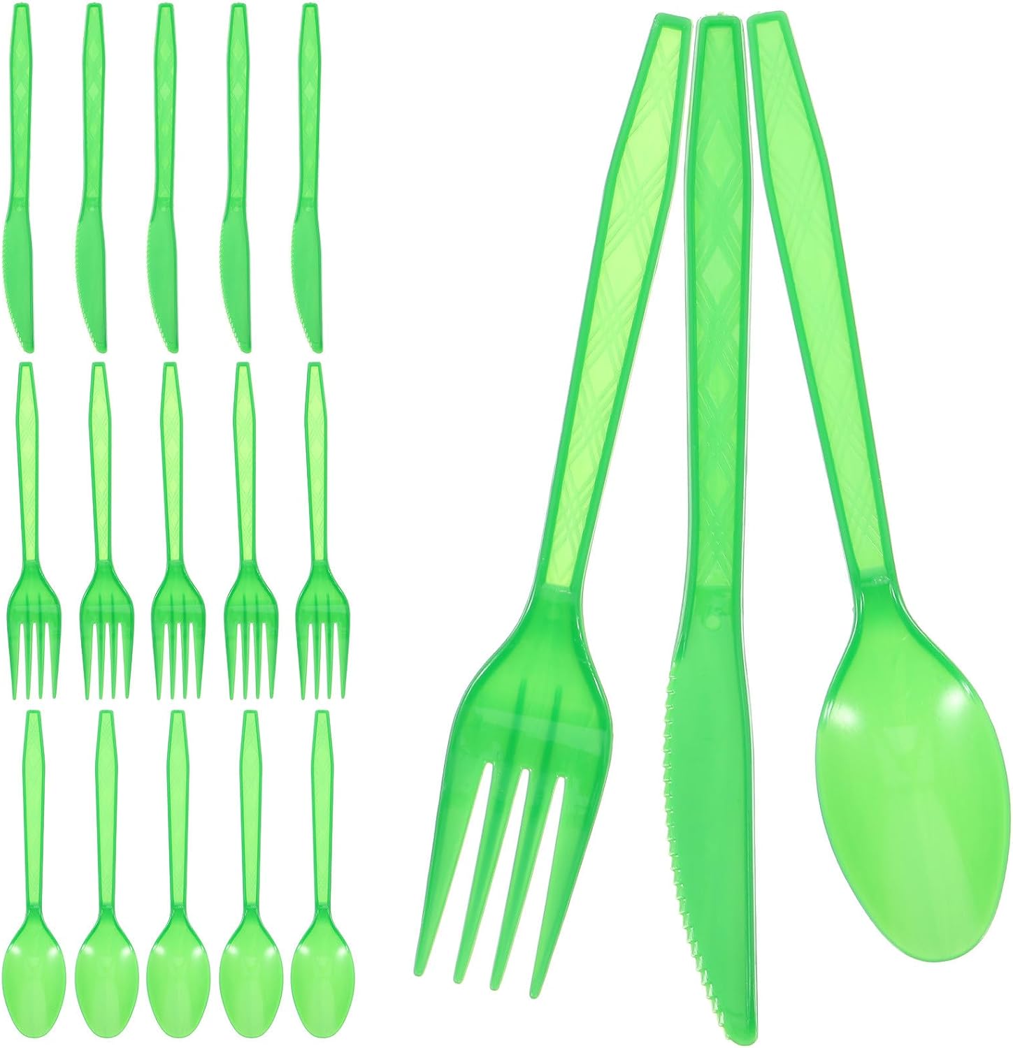 Disposable Plastic Dinnerware Set 90pcs (30 Deep Green Knives, Forks, Spoons) Heavy-duty Party Cutlery Kit for Catering, Events, and Outdoor Use