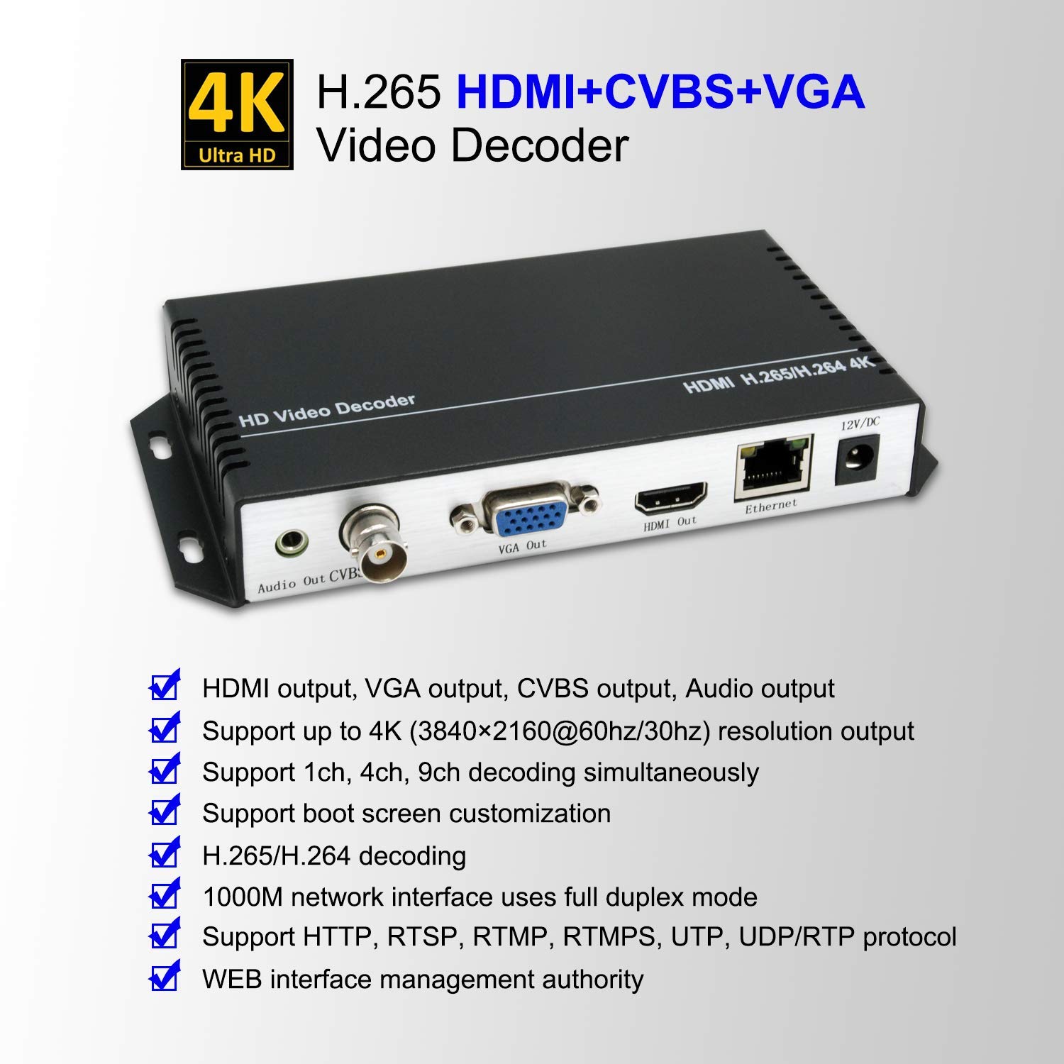 Amazon | ORIVISION H.265 H.264IPビデオデコーダーHDMIVGACVBSビデオ