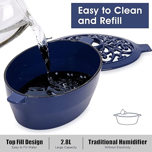 Miniatura 4 de Vaporizador de estufa de leña, humidificador de hierro fundido para estufa, decoración de interiores del hogar, acabado negro mate, resistente a la