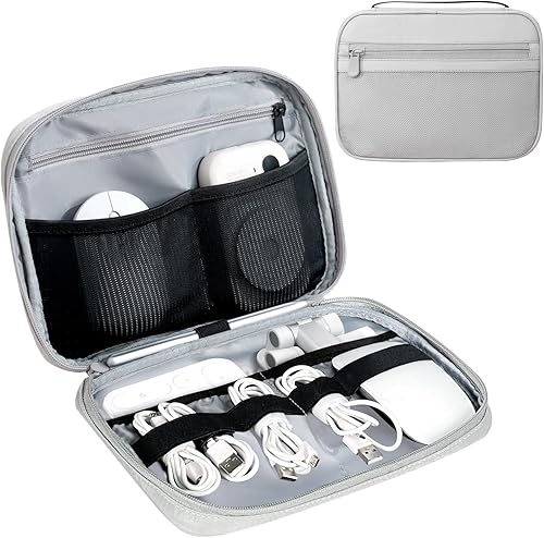 Miniatura 18 de Bolsa organizadora de electrónica Lcsmaokin, estuche organizador de cables portátil para viaje, bolsa de almacenamiento de accesorios electrónicos -