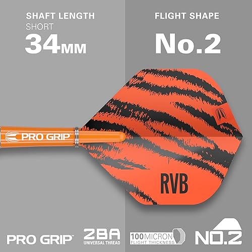 Miniatura 4 de TARGET Darts Raymond Van Barneveld RVB 24G Juego de dardos de punta de acero de tungsteno - 9 ejes de agarre Pro - 9 Pro Ultra Flights - Cartera de