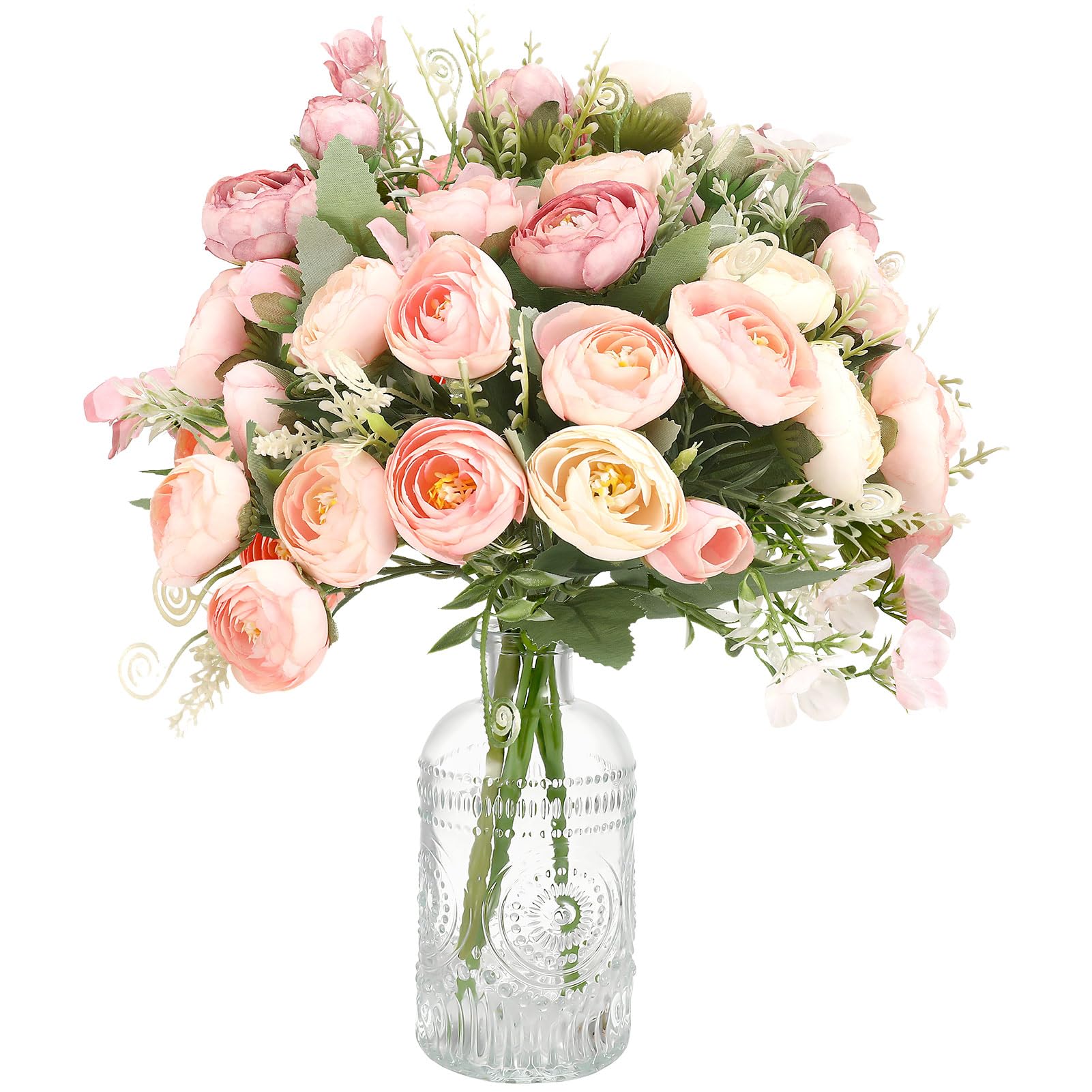 3 Mazzi Fiori Finti da Interno Bouquet Fiori Rose Artificiali di Seta