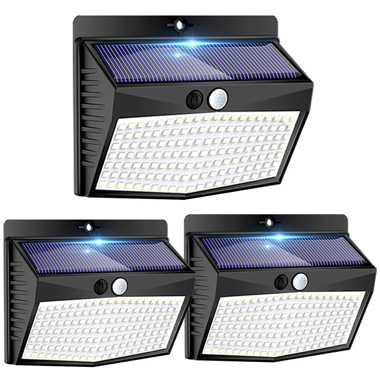 Peasur Luce Solare LED Esterno 138 LED Lampada Solare da Esterno con Sensore di Movimento 3 Modalità Faretti Solari a Led da Esterno IP65 Impermeabile Luci Solari Esterno per Giardino-3 Pezzi