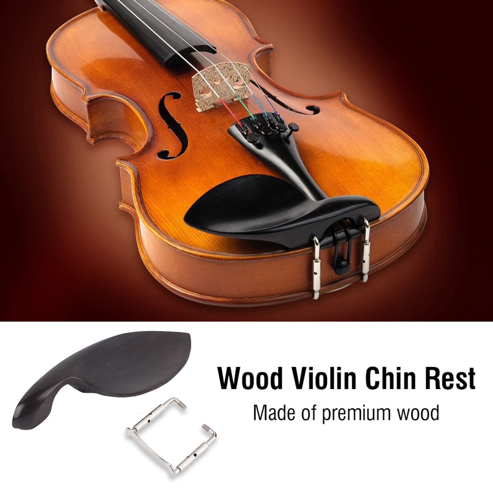 Mentonnière Violon, Mentonnière en Bois Ebène avec Pince pour Accessoire Instrument de Musique Violon 4/4