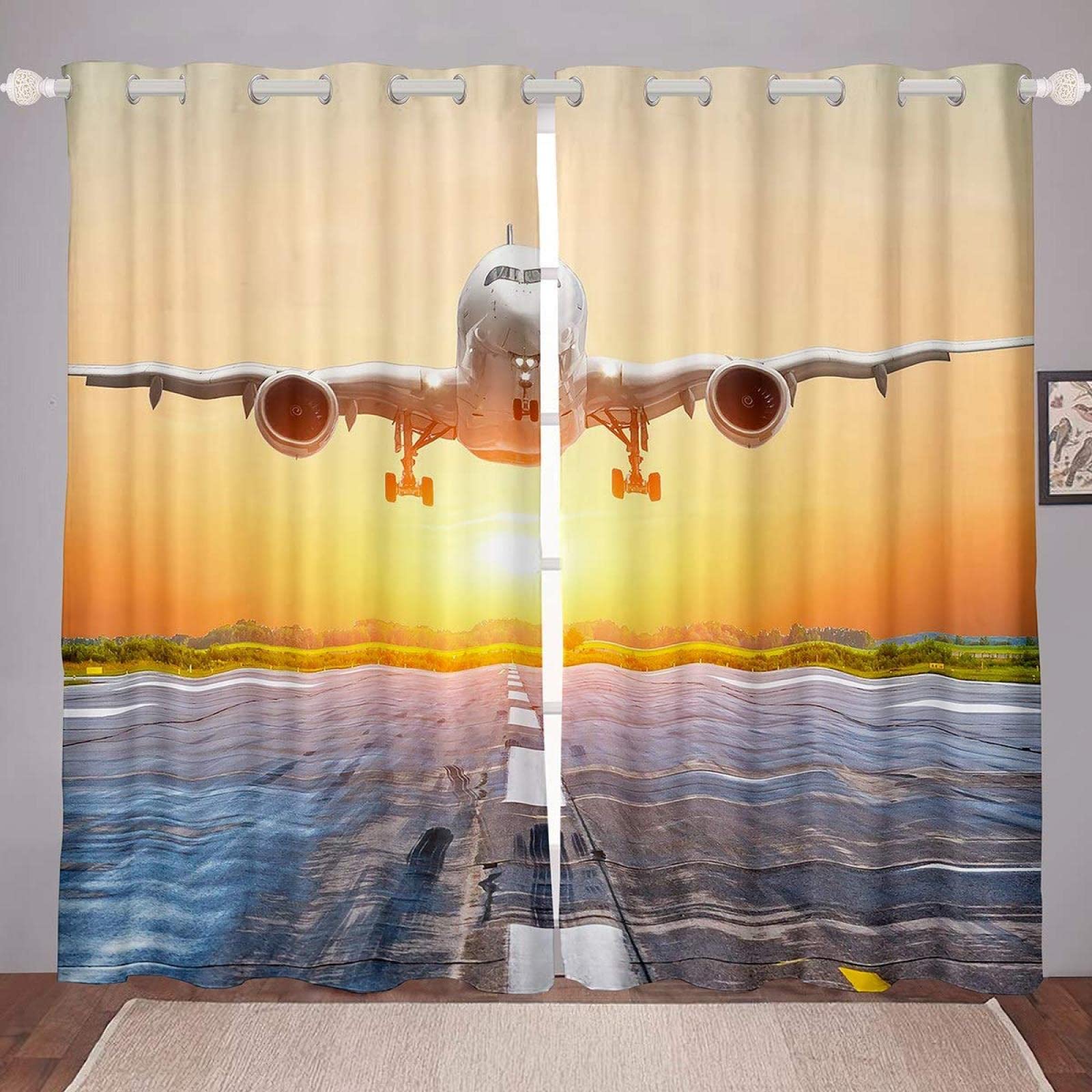 Buohwiwe Mouette Rideau Occultant 3D Rideaux Mouette Rideaux Occultants 280x175 Cm Rideau Chambre Salon Décoration à Oeillets Thermique Lsolant Rideaux Occultant 2 Pièces