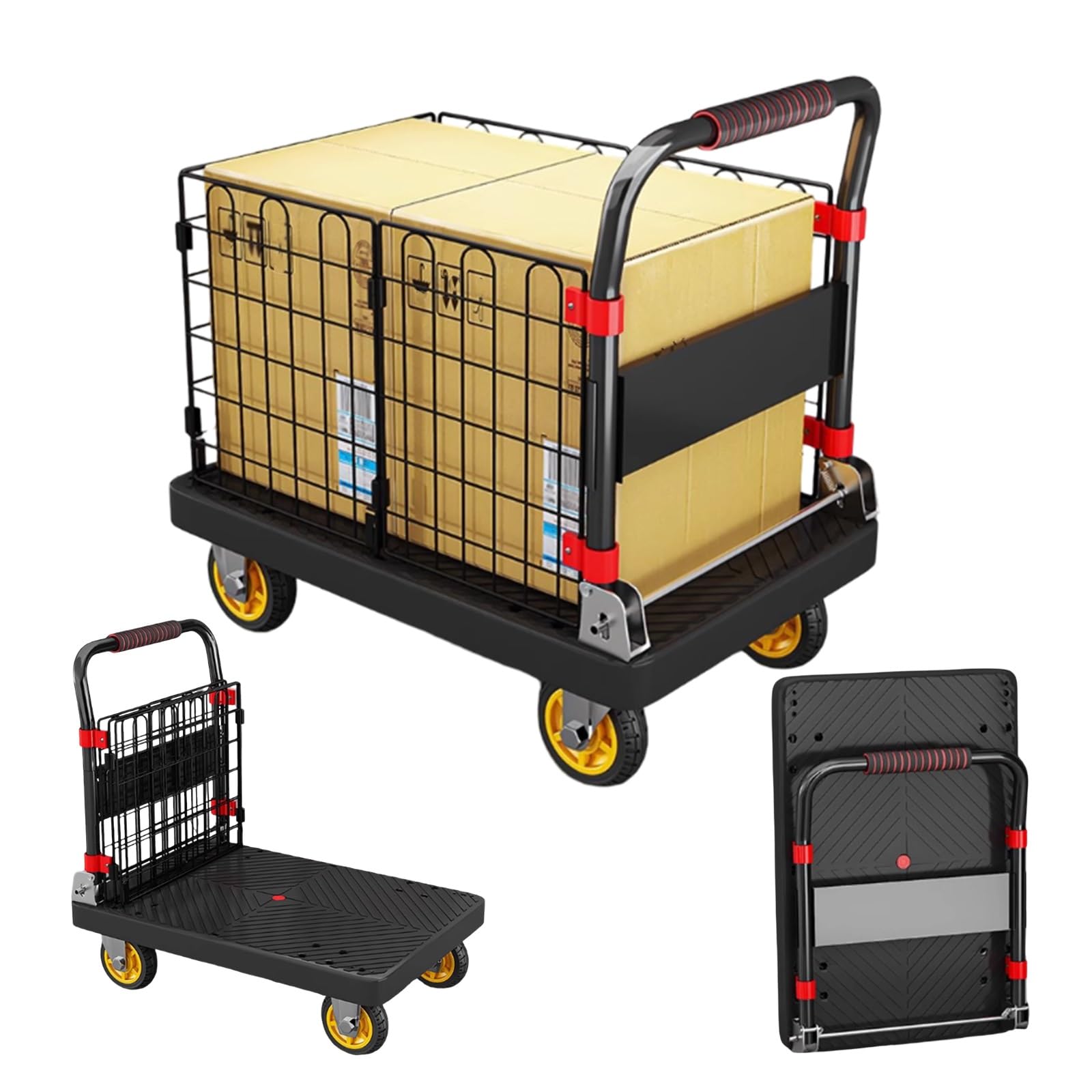 Chariot de manutention avec cage pour entrepôt et transport de linge