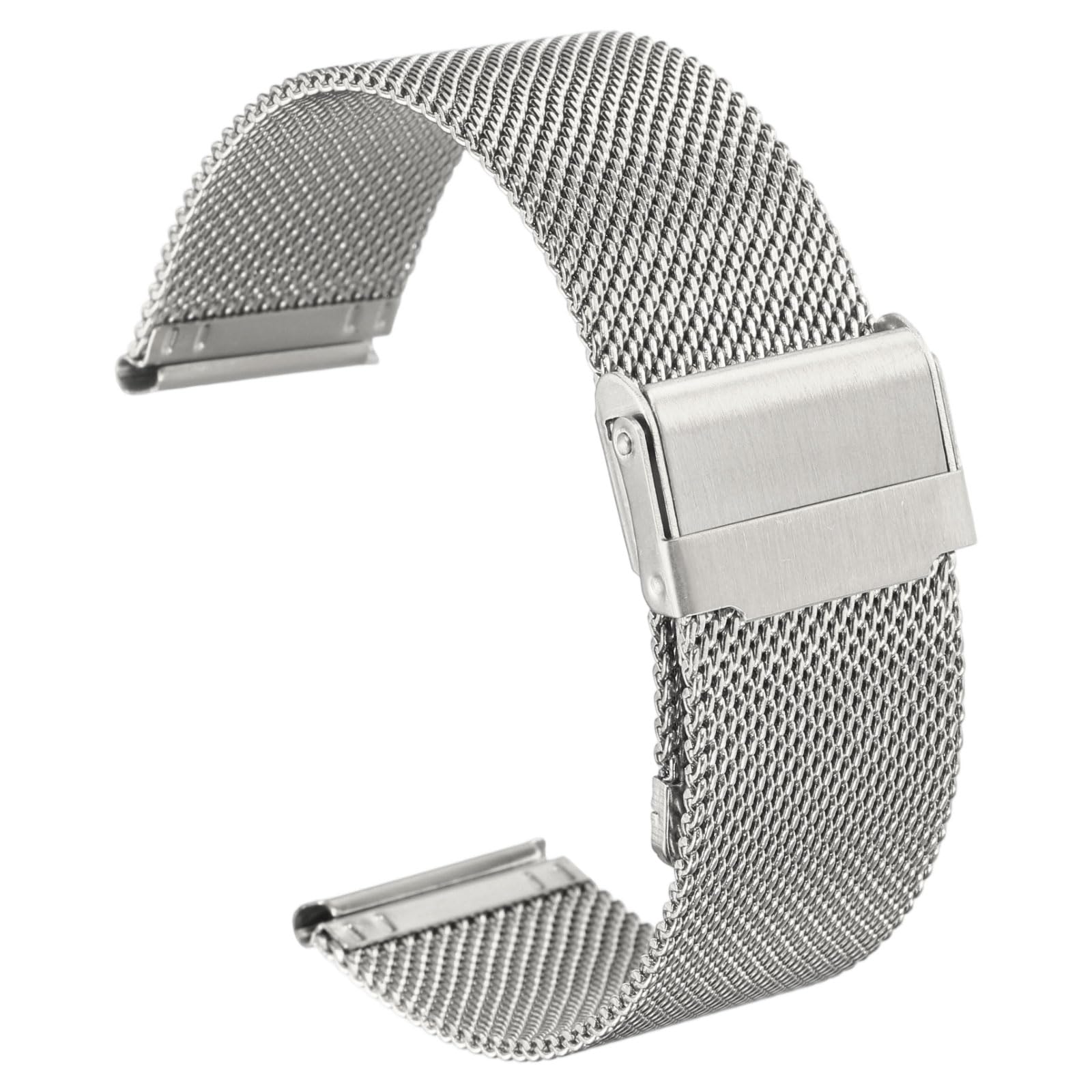 Stainless Steel Mesh Watch Band 24mm Quick Release Adjustable Metal Replacement Watch Strap for Men Women, Silver