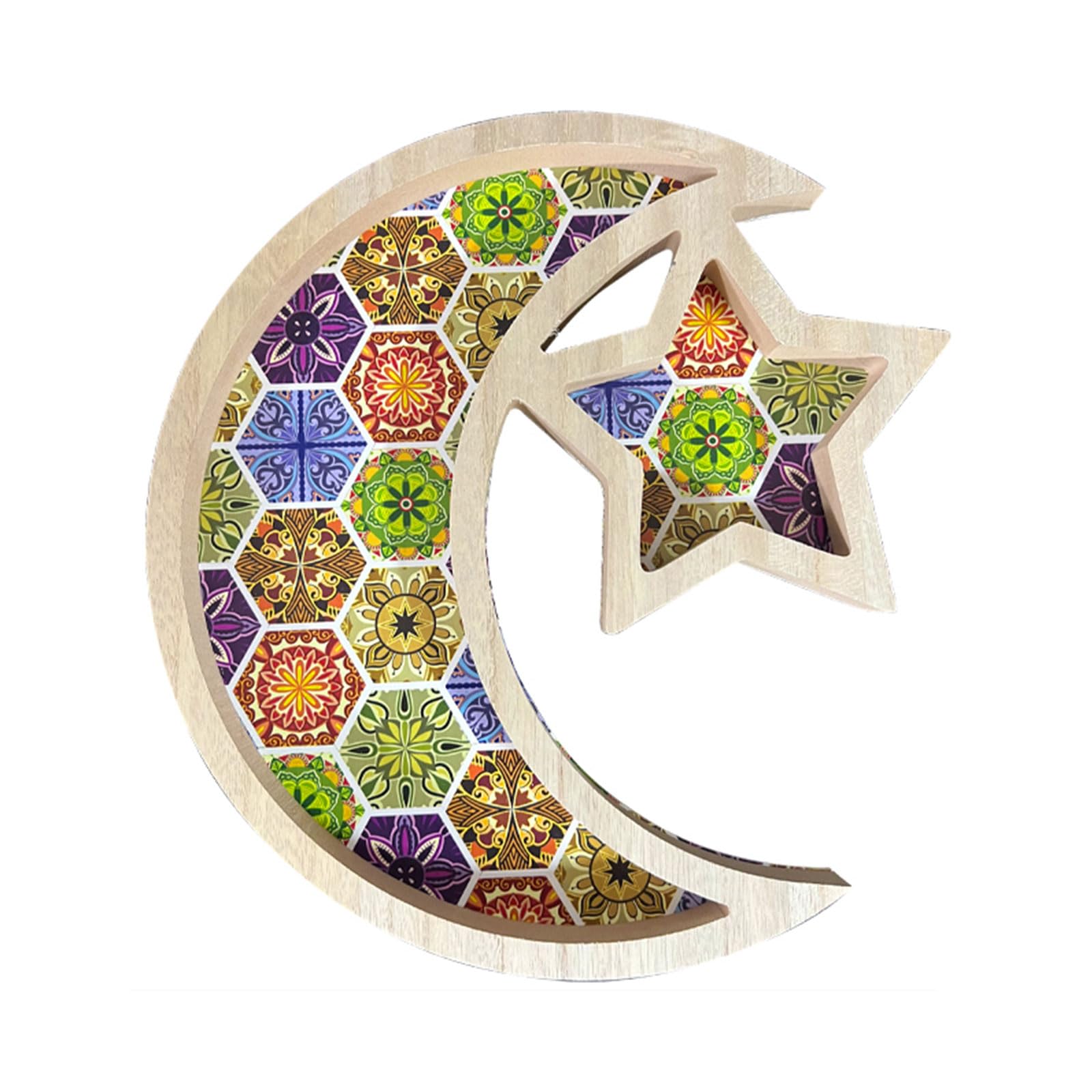 Tsophreniq Trendy Wooden and Star Dessert Container Beautiful Round Sweets Storage Holder Sweets Storage Tray for Celebration Wooden Dessert