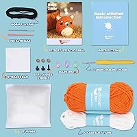 Vista 3 de Kit de ganchillo para principiantes: kit de ganchillo Shiba Inu, todo lo que necesitas, incluye hilo suave fácil de tejer, video paso a paso