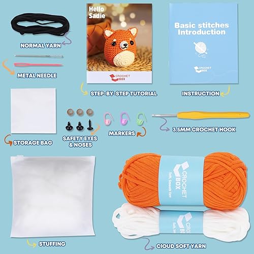 Miniatura 3 de Kit de ganchillo para principiantes kit de ganchillo Shiba Inu, todo lo que necesitas, incluye hilo suave fácil de tejer, video paso a paso, gancho,