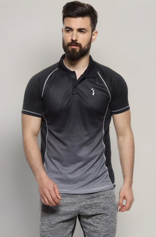 Campus Sutra Men Polyester Regular Fit Polo Activewear T-Shirt for Casual Wear|Spread Collar|Short Sleeve|Half-Button Closure|Jersey T-Shirt Jacket Crafted with Comfort Fit for Everyday Wear
