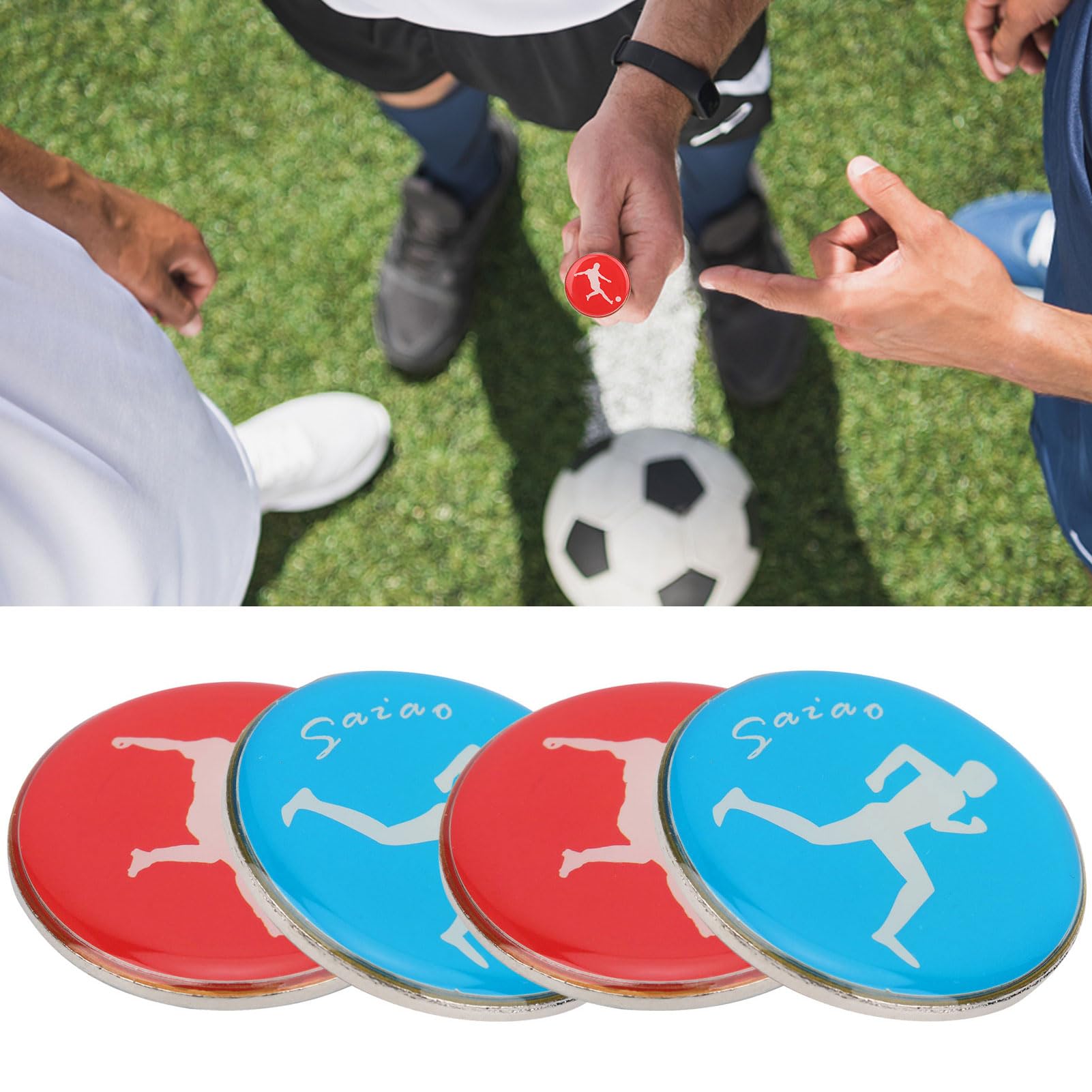 Pièces De Lancer D'arbitre Double Face – Lot De 4, Rouge Et Bleu – Pour Football, Volley, Tennis De Table