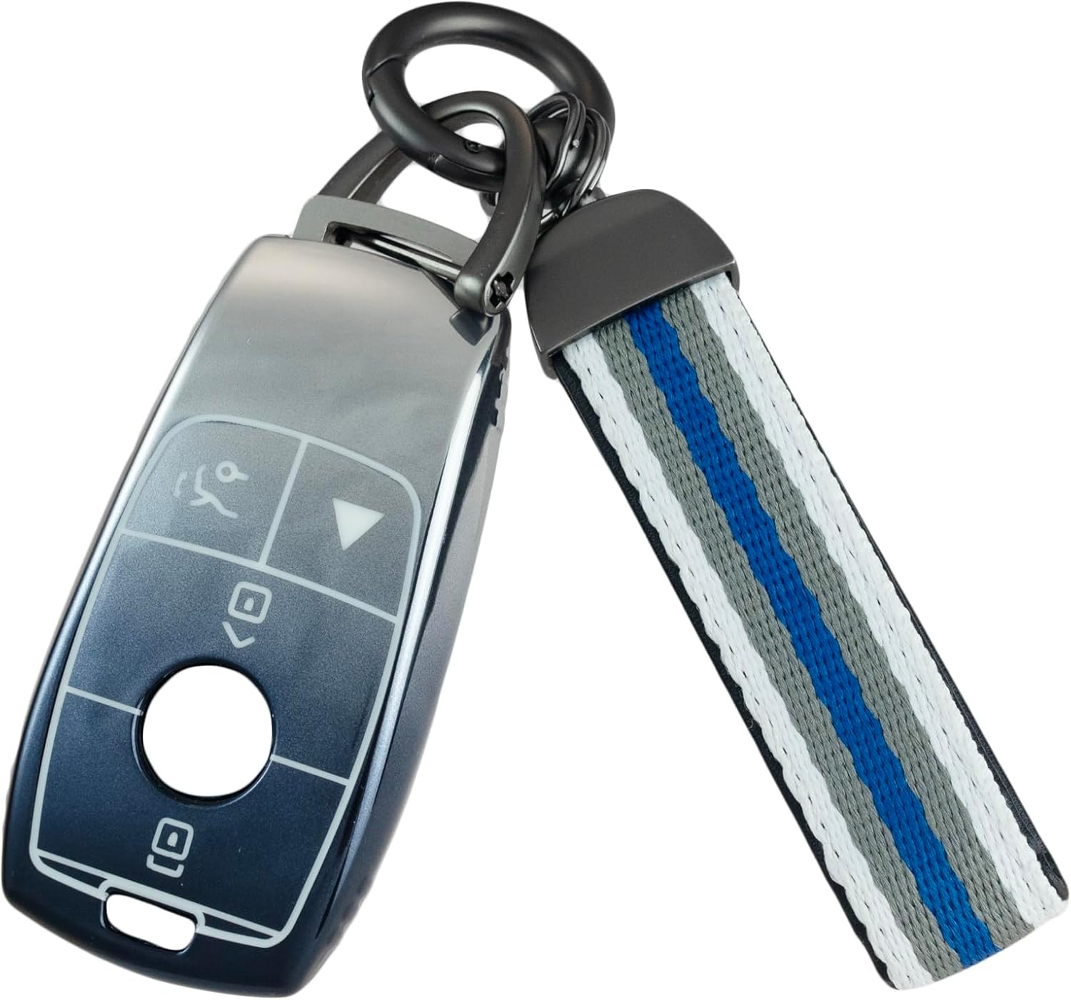 TPU Key Fob Cover Compatible with Mercedes Benz,4 Buttons Key Fob Protector fits for Benz A B C E S CLA CLK CLS GLA GLC GLE GLK SLK AMG Series Keyless Smart Key Fob Case Shell (Starry Blue)