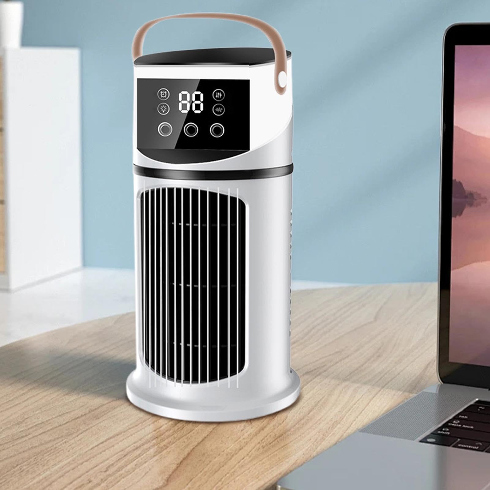 Przenośny klimatyzator, regulowany wentylator chłodzący z oświetleniem LED, cichy mini chłodziarka do domu, biura, akademika, kempingu, chłodnicy powietrza biurkowego, wentylatora wieżowego