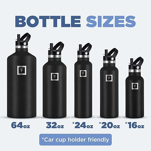 Miniatura 6 de IRON FLASK - Cantinas de hidratación para campamento y senderismo, 3 tapas (tapa de popote estrecha) a prueba de fugas, acero inoxidable aislado al