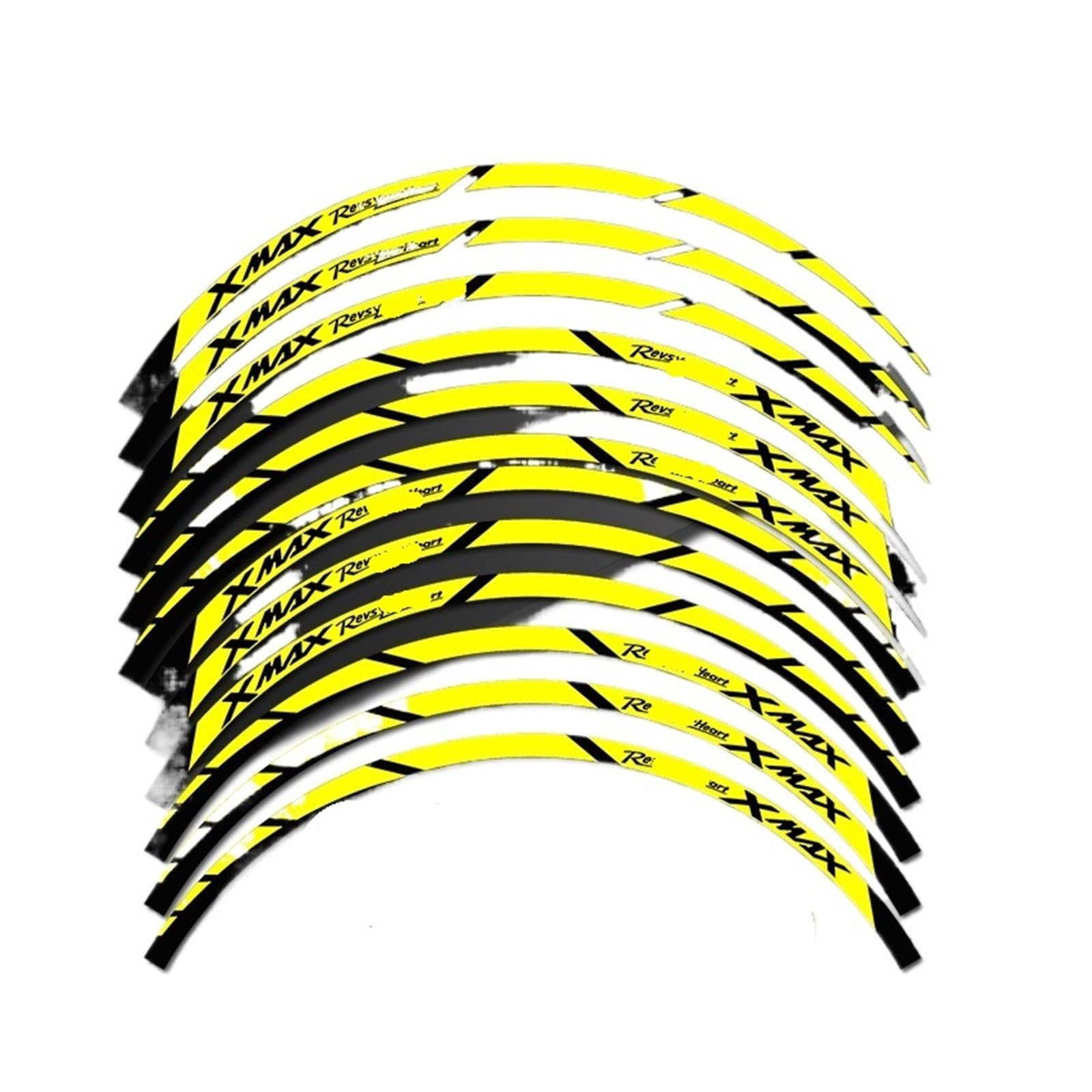 Autocollant roue Xmax visibilité nuit bande jante moto réfléchissante jaune