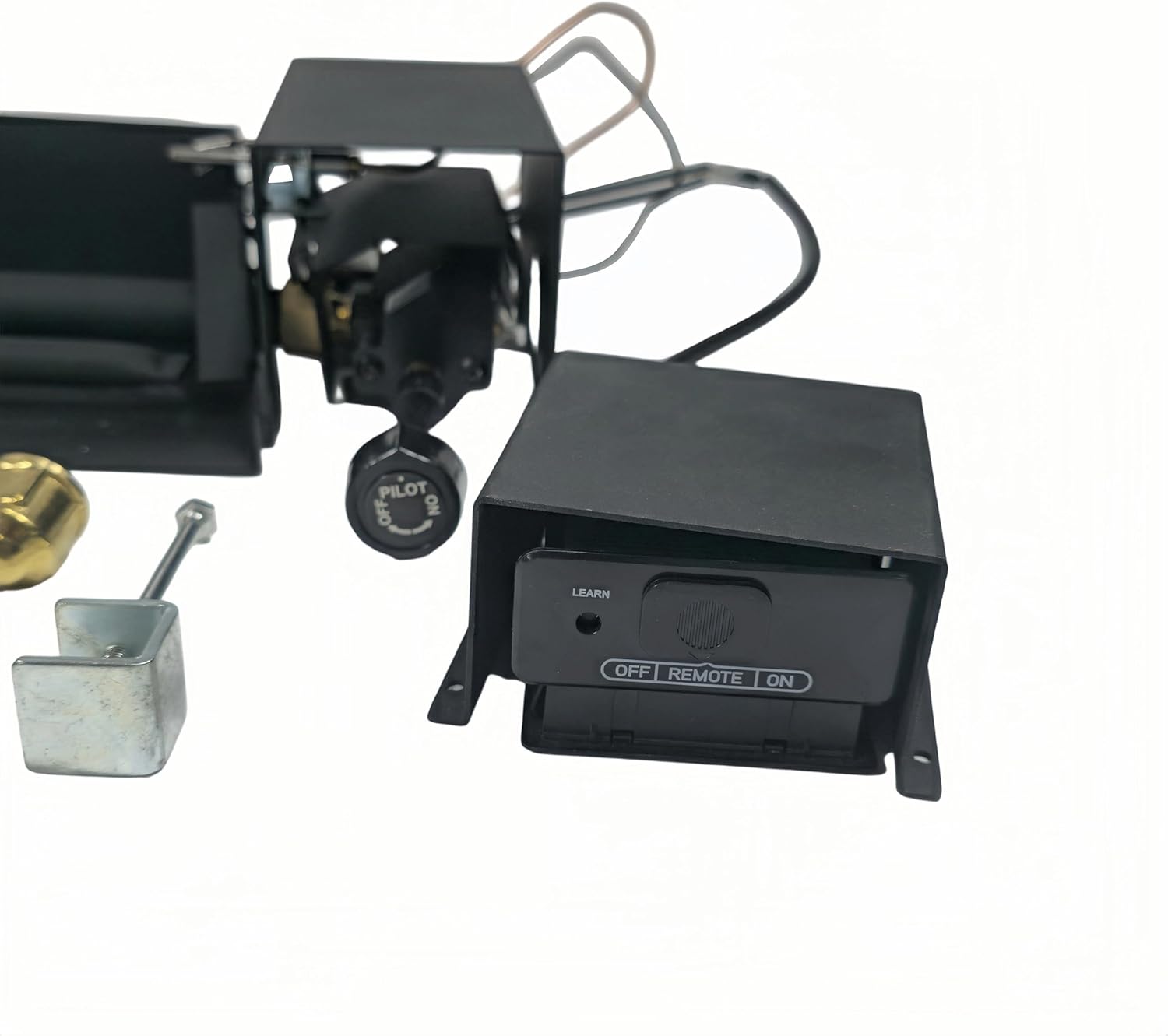 Americangaslos 18"-24" Burner Pan with Remote Valve Variable Flame Height Valve for Gas Fireplace Gas Fireplace Burner Vented Burner for Gas Logs Propane Burner (Motor Valve, 24 Inch Two Pipe)