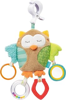 Fehn Búho de juguete Fehn, motricidad infantil para cochecitos, cunas y portabebés morder, agarrar hacer ruidos, mordedor bebés niños mayores 0 meses
