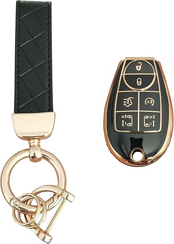 Miniatura 3 de Funda para llavero Dodge con llavero de cuero apto para Chrysler Town y Country Dodge Grand Caravan