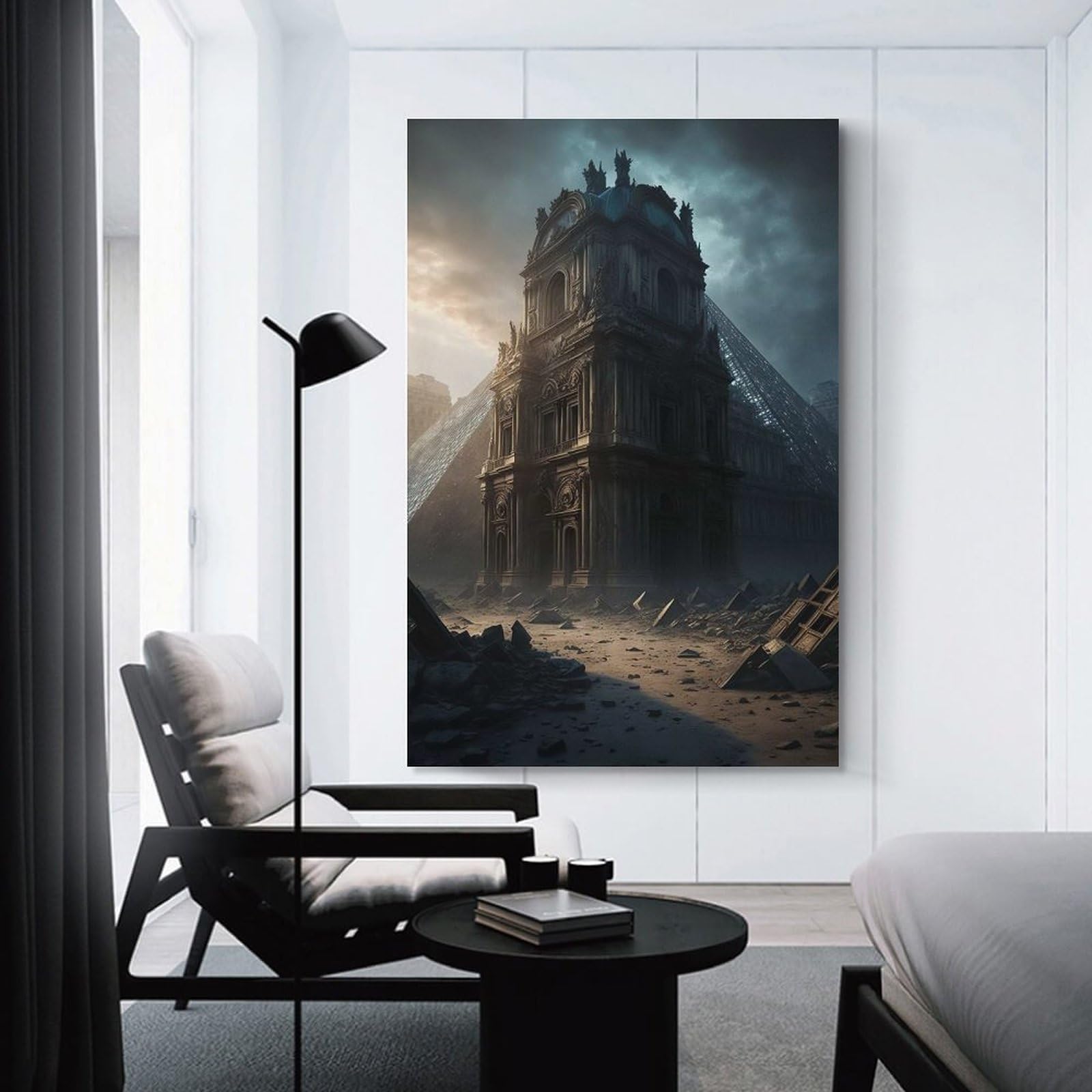 Junmoney Louvre Museum Decorative Canvas Print, 24x36inch(60x90cm), for Study, Office Or Focused Interiors, Canvas Wall Decor for Creative Rooms