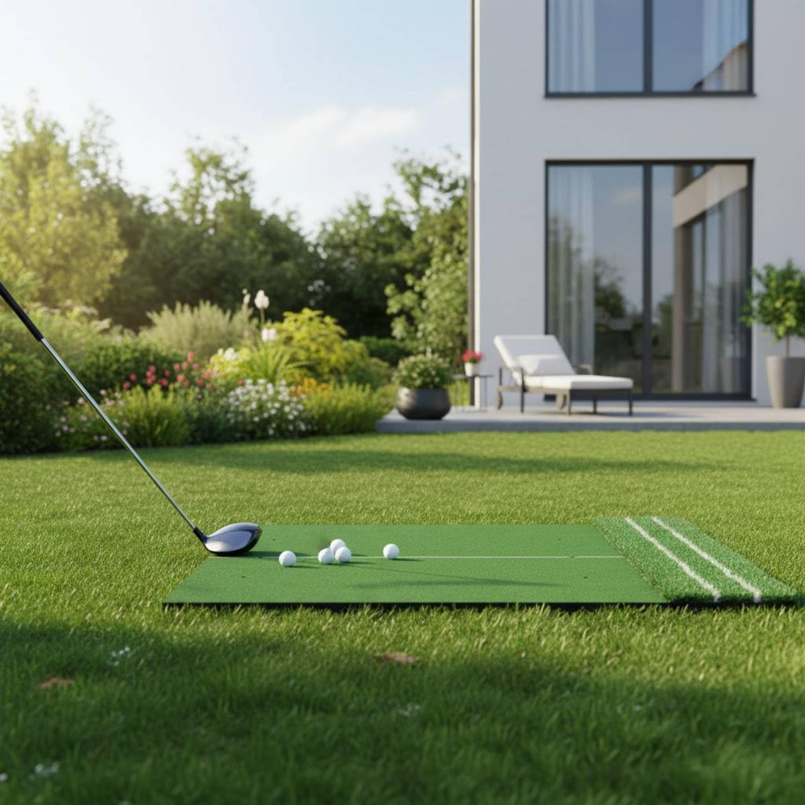 Golf Trainingsmatte Schlagmatte Übungsmatte Golfmatte Golf Trainingspad mit Detailgetreuem Kunstrasen Eva Dämpfungsschicht Zum Schutz von Böden, 120-180cm, DREI Gräser