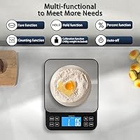 Vista 7 de BOMATA Báscula de cocina grande con alta precisión de 0.1 g/0.001 oz, báscula de panadería de 5 kg/11 lb con % de función de porcentaje, recargable