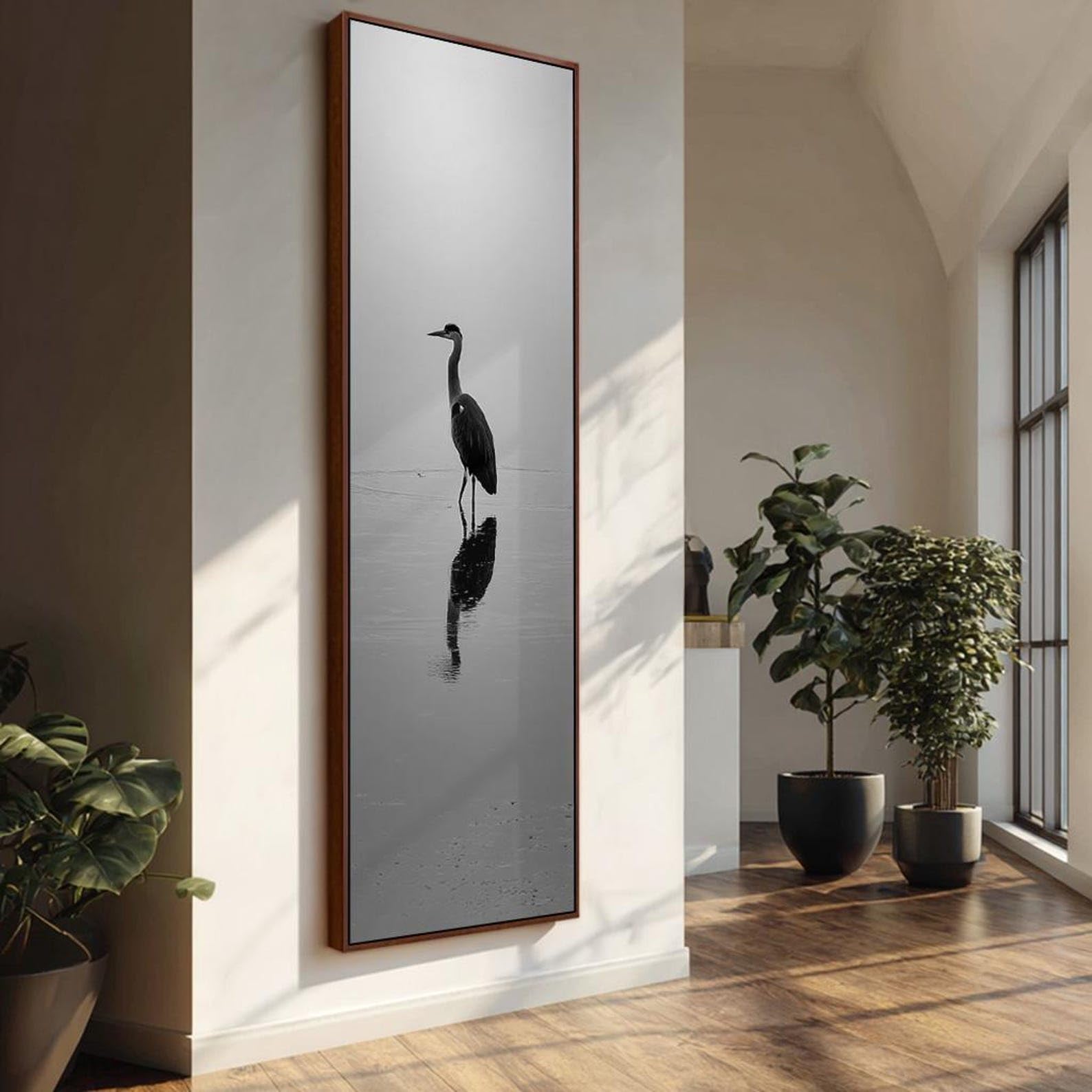 XINBAO Large Canvas Artwork, Large Canvas Print, Vertical Bird Wall Art, Animals Slender Branch Canvas Print, Decor Painting(65x195cm/Frameless)