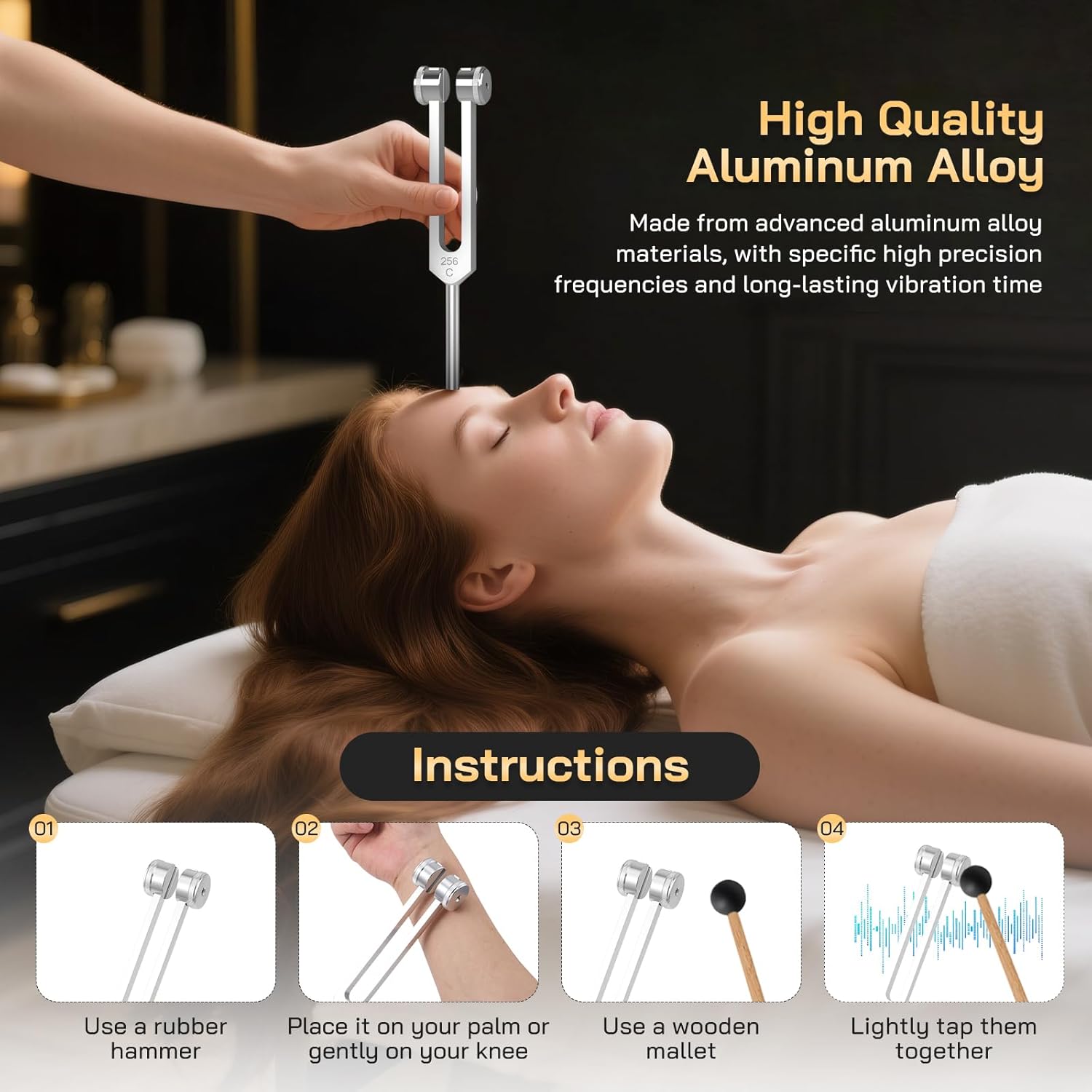 Resonance Tuning Fork for Healing Set - 128Hz, 256Hz, 512Hz with Activator & Pouch, Weighted & Unweighted Tuning Forks for Stress & Sleep, Chakra Balance, Mental Focus, Relaxation, Yoga, Sound Therapy