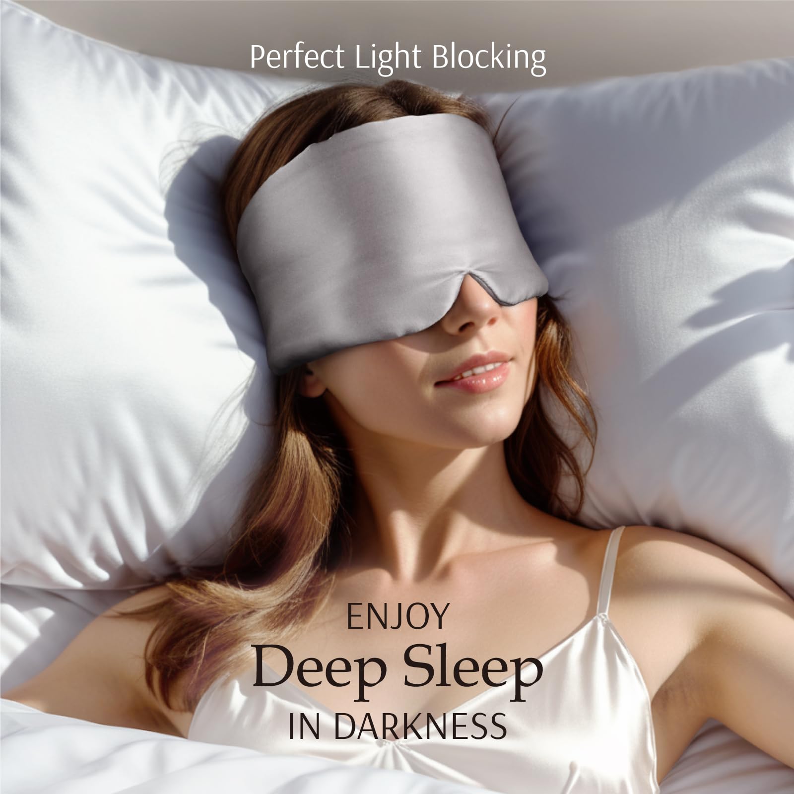 Zenssia Antifaz para dormir 100% seda de morera para hombre y mujer con diadema ajustable, máscara de dormir grande de tamaño completo y venda para los ojos para un oscurecimiento total para dormir