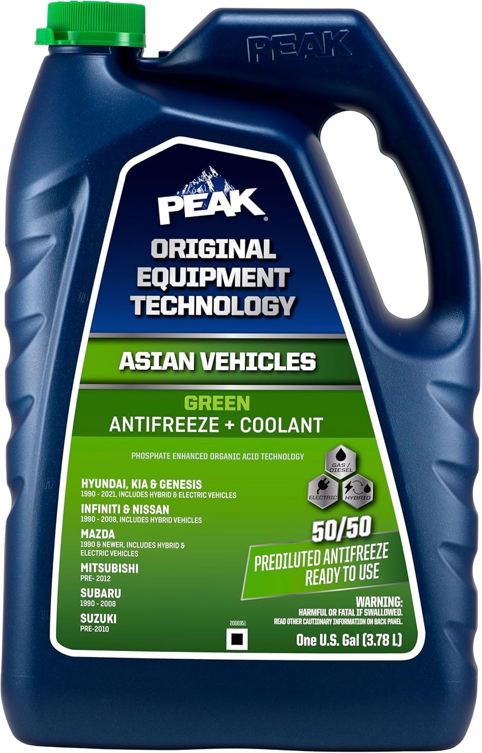 Peak OEM Asian Green 50/50 Antifreeze - Reliable Protection